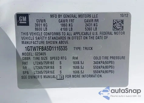 2013 GMC Savana 2500 Work Van from USA, damaged, VIN 1GTW7FBA5D1116535